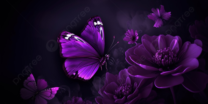 1200x673 Dark Purple Flowers With Butterflies Wallpaper Wallpapers Background,  Beautiful Purple Picture Background Image And Wallpaper for Free Download