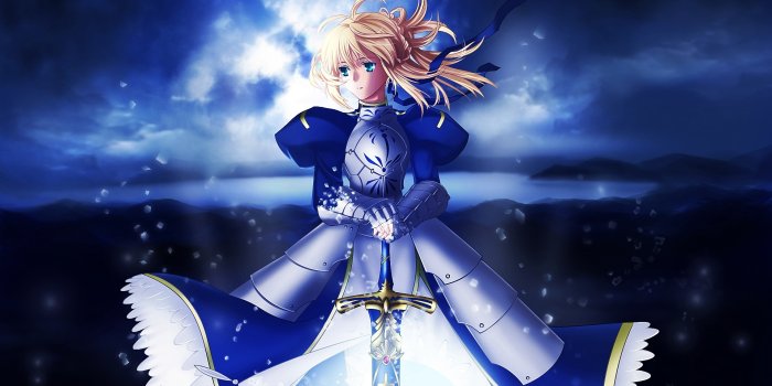 1920x1080 Wallpaper ID: 178354 / saber, fate, blonde, stay, armor, girl, green,  blade, anime, weapon, eyes, sword, night, knight free download
