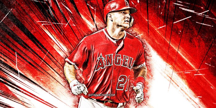 3840x2400 Download wallpapers 4k, Mike Trout, grunge art, MLB, Los Angeles Angels,  baseman, baseball, Michael Nelson Trout, Major League Baseball, red  abstract rays, Mike Trout Los Angeles Angels, Mike Trout 4K for desktop
