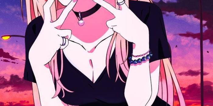 736x1427 Download My Dress Up Darling Marin Peace Sign Wallpaper | Wallpapers.com