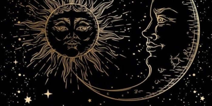 864x1920 Download Embracing the cosmic harmony - Sun and Moon Aesthetic Wallpaper |  Wallpapers.com