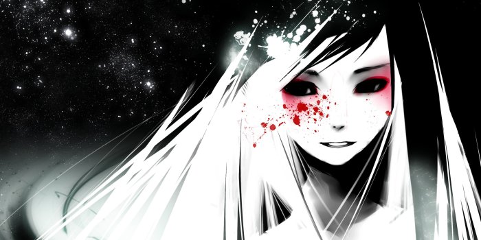 2560x1600 anime, Girl, Black, White, And, Red |