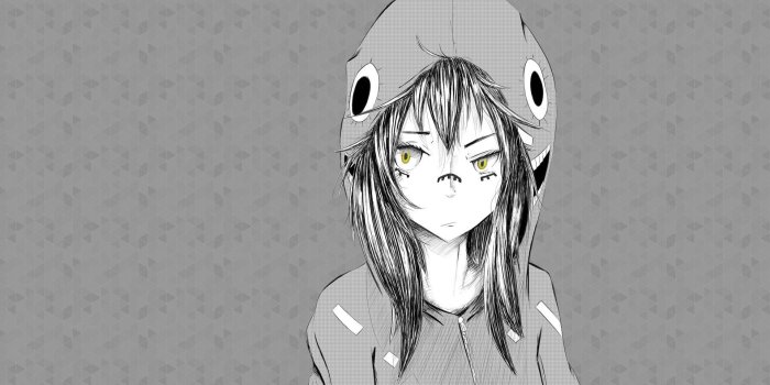 1920x1080 Download wallpaper 1920x1080 anime, girl, graphic, hat, black white hd  background