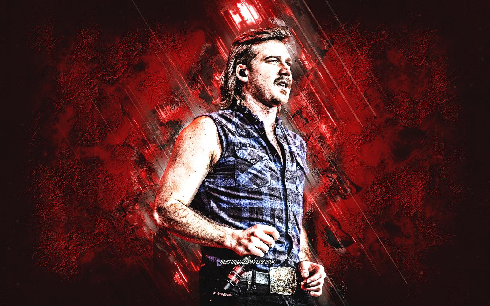 2880x1800 Download wallpapers Morgan Wallen, american singer, portrait, red stone  background, creative art, popular singers for desktop with resolution  2880x1800. High Quality HD pictures wallpapers