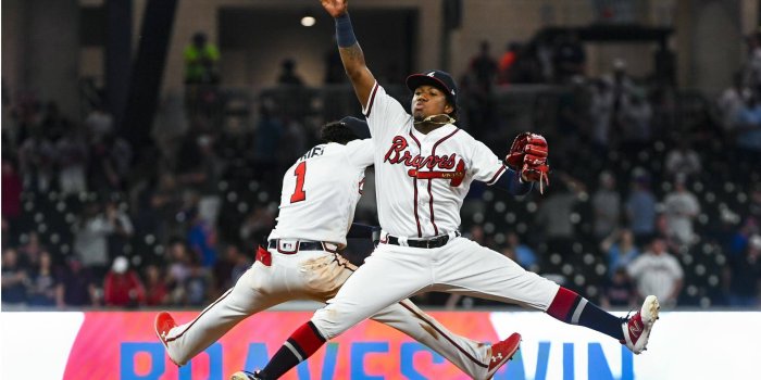 1920x1080 Download Ronald Acuna Jr. Jump Catch Wallpaper | Wallpapers.com