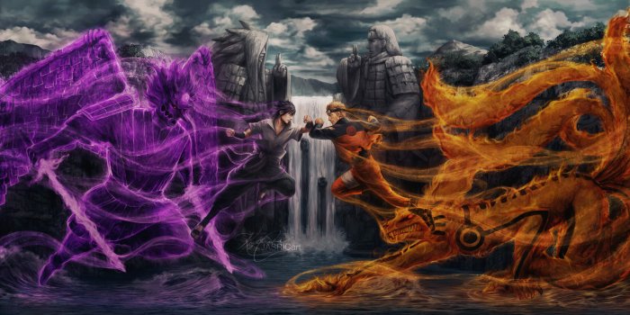 1920x960 ArtStation - Naruto V Sasuke