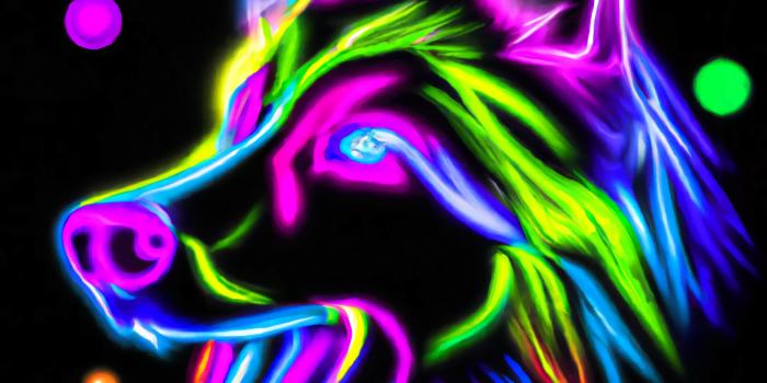3000x2824 Neon Wolf - Etsy
