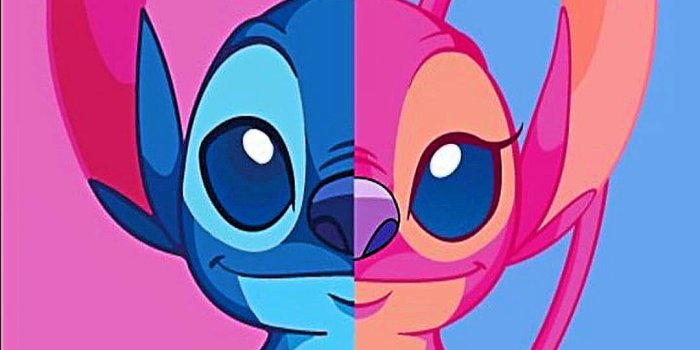 1080x1920 Download Lovely Couple Angel And Stitch Phone Wallpaper | Wallpapers.com