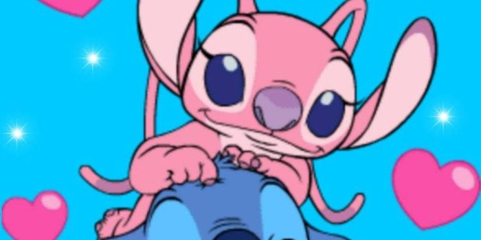 736x1308 Download Happy Angel And Stitch Phone Wallpaper | Wallpapers.com