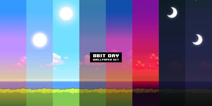 1920x1080 UPDATE: New version of the '8Bit Day' Wallpaper Set. Pixel wallpaper  changes based on time of day! [Download different resolutions and  installation instructions in comments.] : r/wallpapers