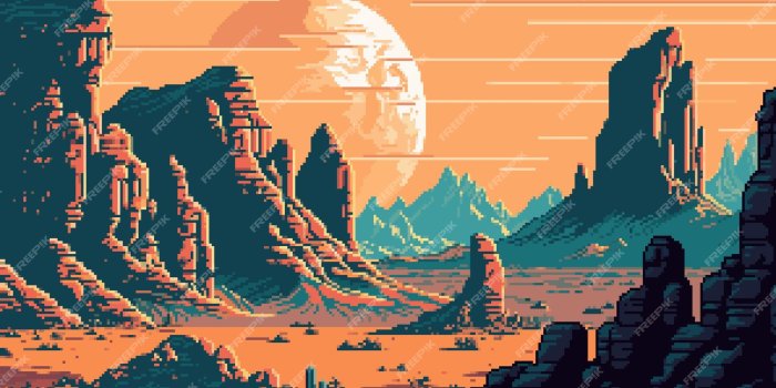 2000x1333 Premium Vector | Wild west desert and mountains landscape ai generated 8bit  pixel game scene pixel game screen wallpaper 8bit arcade vector backdrop or  console level background with american canyon desert mountain