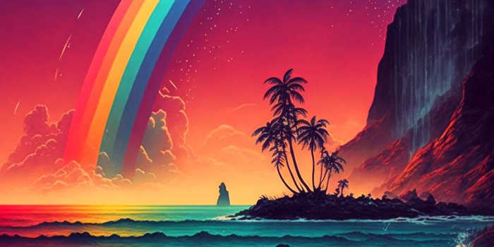 1183x2560 Hawaii Ocean & Rainbow Art Wallpaper - Cool Rainbow Wallpaper