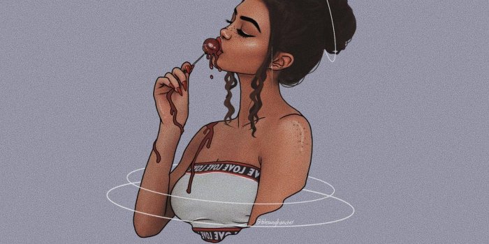 1700x1700 Download Cool Girl Cartoon Eating Lollipop Wallpaper | Wallpapers.com