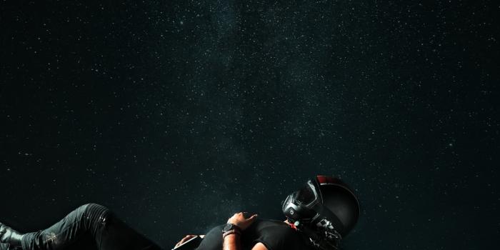 1290x2796 Biker Wallpaper 4K, Night, Starry sky, Honda, Relax
