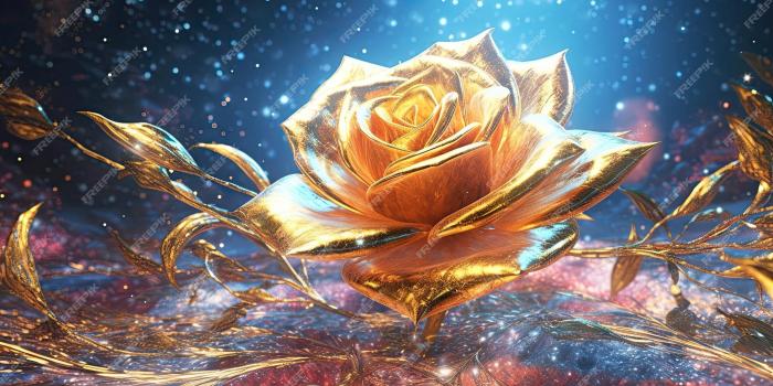 2000x1143 Premium Photo | Beautiful gold rose flower abstract floral banner  background wallpaper generative ai