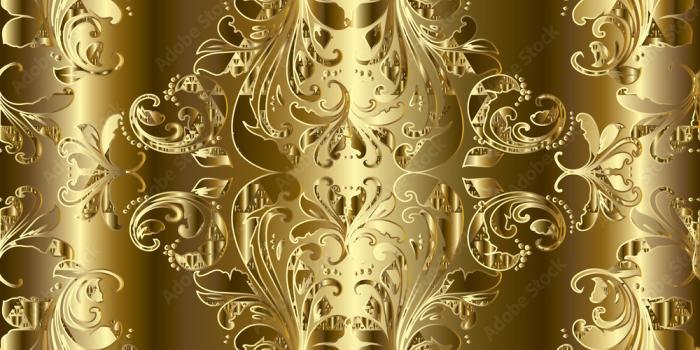 1000x1000 Royal luxury gold Baroque seamless pattern. Chic golden 3d background  wallpaper illustration with vintage antique damask gold 3d ornaments.  Vector surface drapery texture. Stock Vector | Adobe Stock
