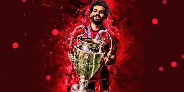1920x1200 Download Liverpool 4K Salah Holding Trophy Wallpaper | Wallpapers.com