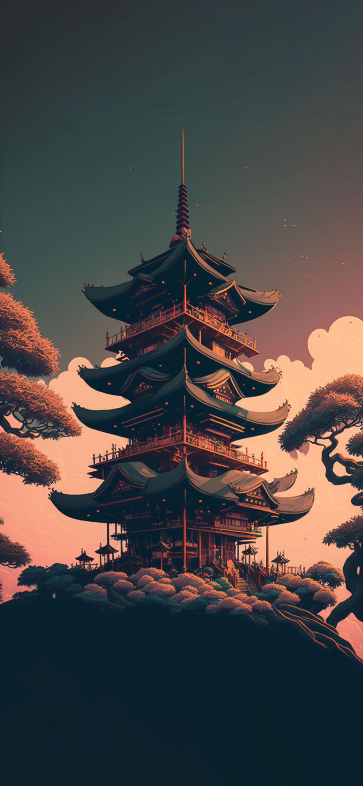 1183x2560 Japanese Pagoda Aesthetic Wallpaper - Pagoda Wallpaper iPhone