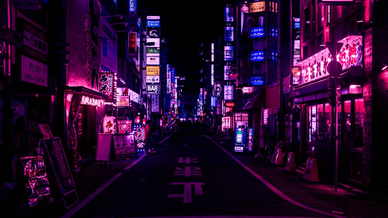 1920x1080 Download Japan City Street Purple Aesthetic Wallpaper | Wallpapers.com