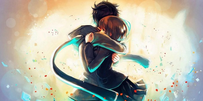 1920x1080 Download Sad Anime 4k Boy And Girl Hugging Wallpaper | Wallpapers.com