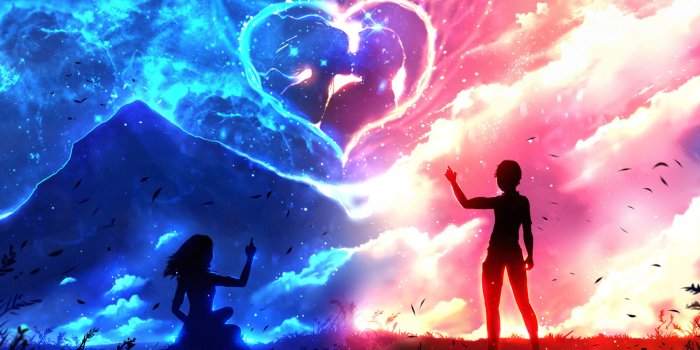 1920x1153 Boy Girl Heart Love Wallpaper, Original (Anime), Night - Wallpaperforu