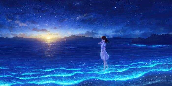 5120x3200 Whispers Of The Night Sea Anime Maiden In Moonlight, HD Anime, 4k Wallpapers,  Images, Backgrounds, Photos and Pictures