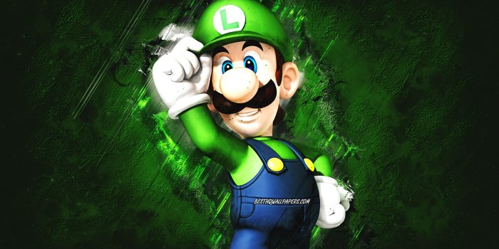 2880x1800 Download wallpapers Luigi, Super Mario, Mario Party Star Rush, characters,  green stone background, Super Mario main characters, Luigi Super Mario for  desktop with resolution 2880x1800. High Quality HD pictures wallpapers