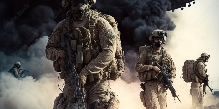 1000x1000 Special Forces Military Unit in Full Tactical Gear, Wartime, Battlefield.  Illustration Graphic Design with Generative AI Stock Illustration | Adobe  Stock