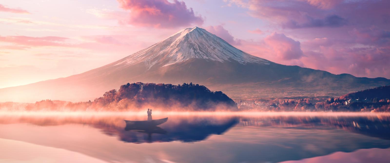 3440x1440 Mount Fuji Wallpaper 4K, Volcano, Japan, River, Reflection