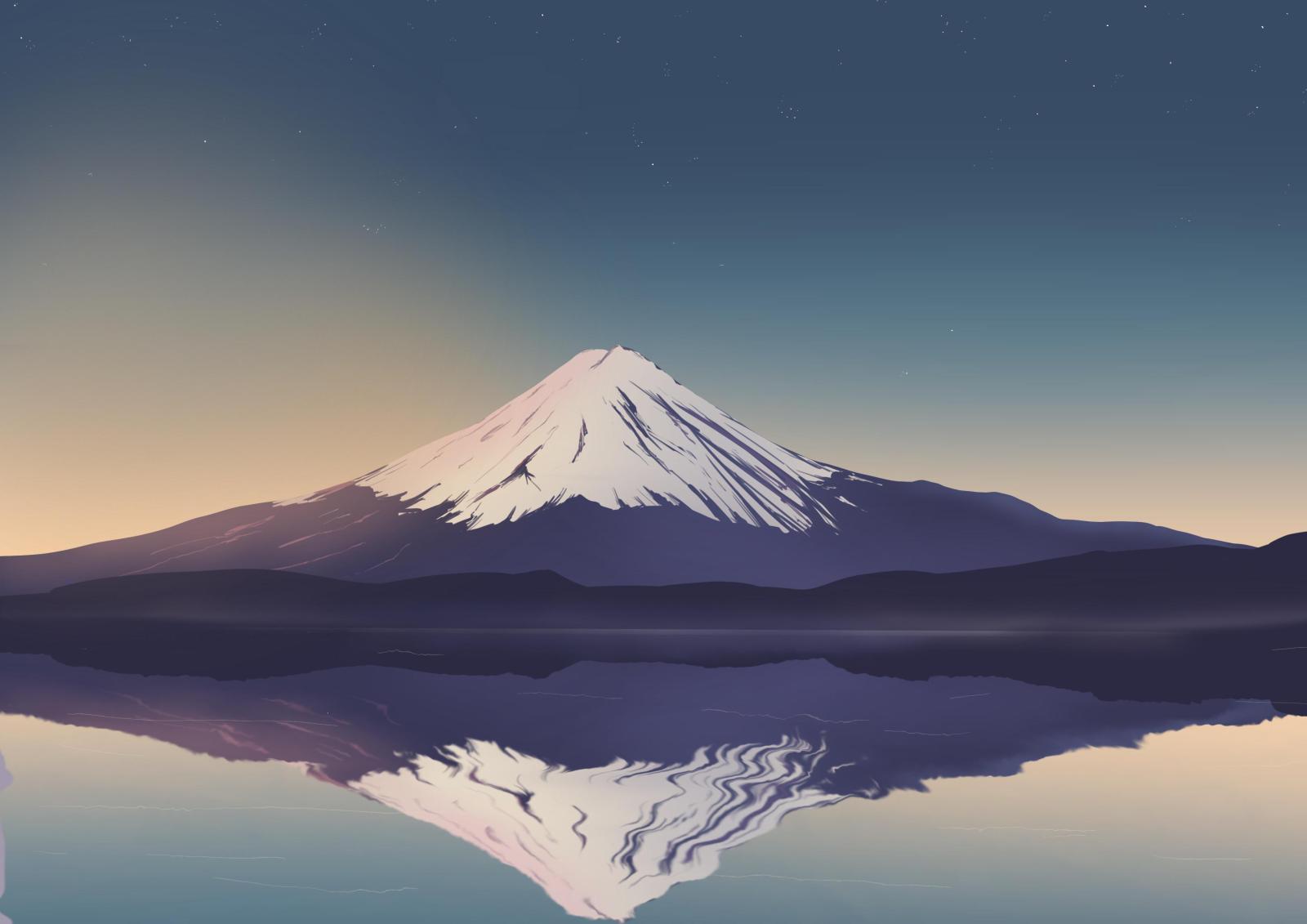 3508x2480 Mt. Fuji. Painted in ProCreate : r/MinimalWallpaper