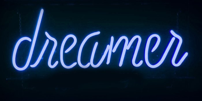 1125x2436 ay57-dreamers-neon-sign-dark-illustration-art-blue-wallpaper