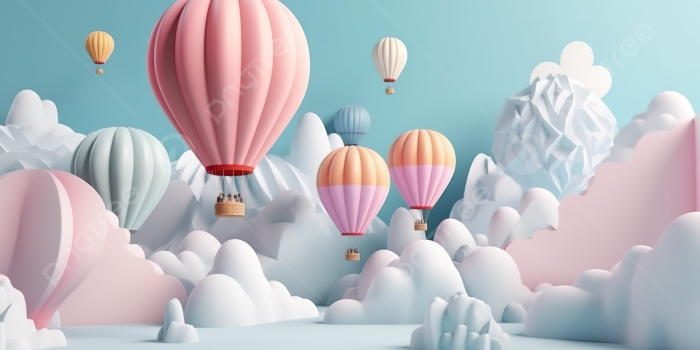 1200x673 Sky High Display Space With Adorable Hot Air Balloons A 3d Rendering  Concept Background, Childish Background, Kids Wallpaper, Pastel Rainbow  Background Image And Wallpaper for Free Download