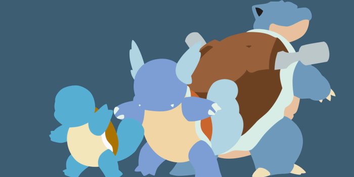 1808x1076 Download Faceless Squirtle, Wartortle, And Blastoise Wallpaper | Wallpapers .com