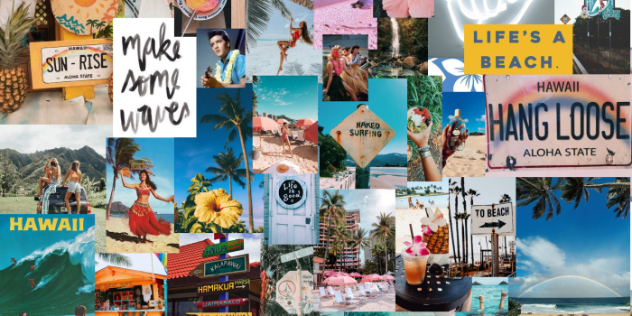 2304x1440 Hawaii Aesthetic Computer Collage Wallpaper | Hawaii waves, Collage  background, Wallpaper