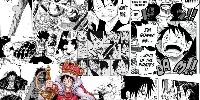 1680x1050 ArtStation - Manga Collage Wallpaper - One Piece (Luffy) / 1680 x 1050px