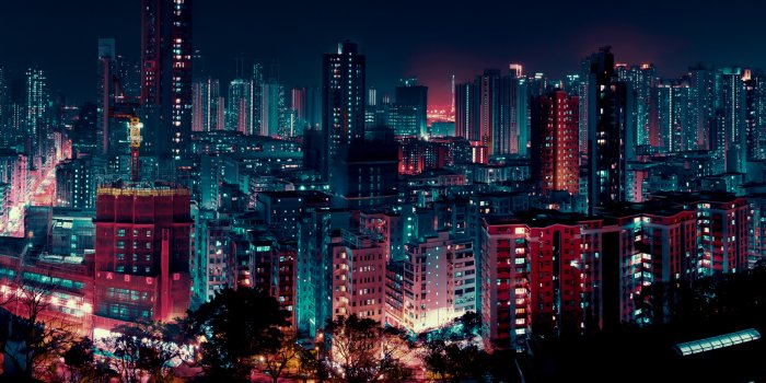 2560x2560 Cityscape Wallpaper 4K, Night, Buildings, City lights