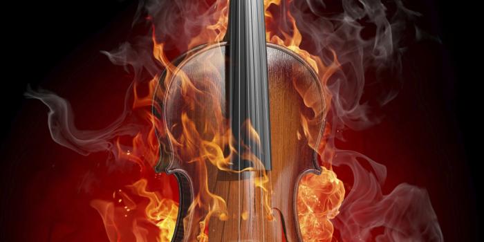 1440x2560 Violin Wallpaper 4K, Fire, Black background, AMOLED
