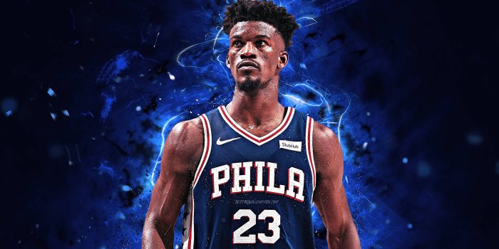1920x1200 Download Jimmy Butler Blue Philly Jersey Wallpaper | Wallpapers.com