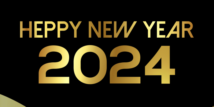 2048x2048 Happy New Year 2024 Wallpaper 4K, Wishes, Golden letters, AMOLED