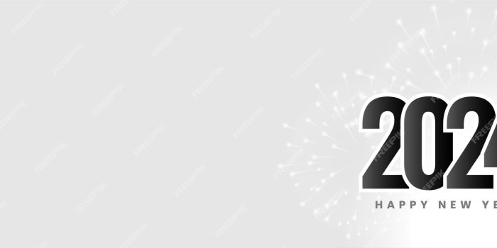 2000x769 Free Vector | Happy new year 2024 invitation wallpaper with firework  bursting vector