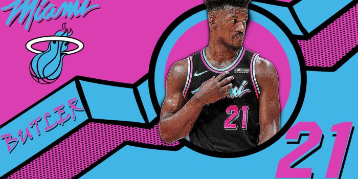 1920x1080 Download Jimmy Butler Neon Blue And Pink Wallpaper | Wallpapers.com