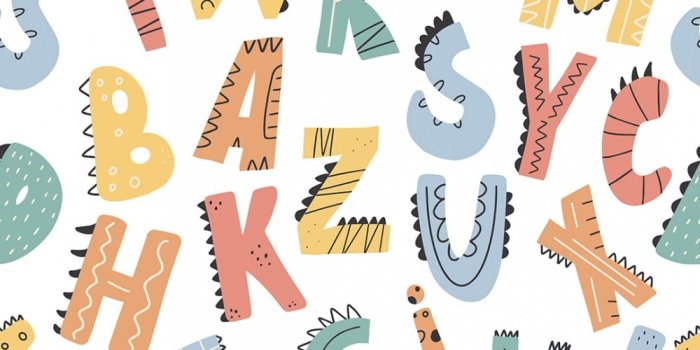 1000x1000 Dino Alphabet Wallpaper in Multicoloured | I Love Wallpaper