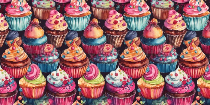 3600x3600 Cupcakes Watercolor Pattern Wallpaper, Cupcake Pattern, Cupcake Wallpaper  Wallpaper, Raspberry Creek Fabrics