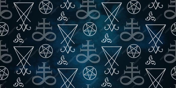 2000x2000 Premium Vector | Seamless pattern occult symbols leviathan cross pentagram  lucifer sigil and 666 vector illustration