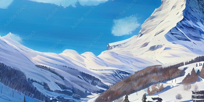 1000x1000 Zermatt, digital painting, switzerland mountain during winter. Snowy swiss  landscape with Matterhorn. Blue sky and white clouds. 4k scenery, wallpaper  background. Panorama view. Ski resort. Stock Illustration | Adobe Stock
