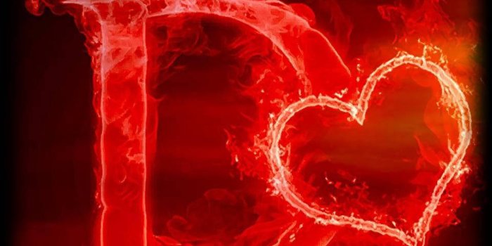 960x1280 Download Burning Letter D With A Heart Wallpaper | Wallpapers.com