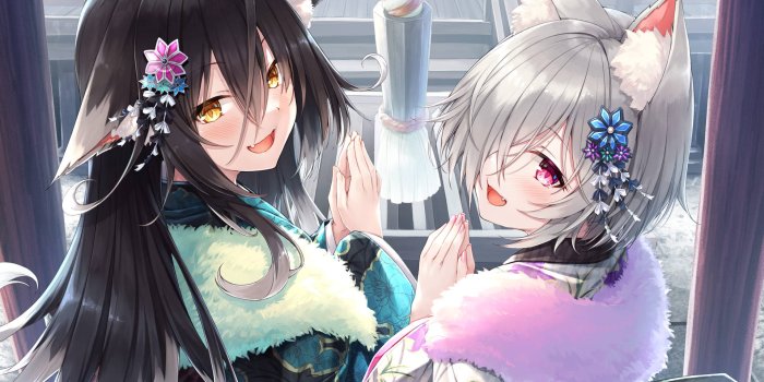 1920x1373 Download Colorful Anime Cat Girls Wallpaper | Wallpapers.com