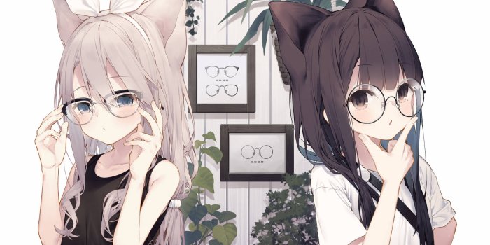 1920x1358 Download Anime Cat Girls With Glasses Wallpaper | Wallpapers.com