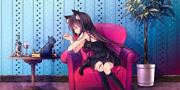 1920x1092 Pic. #Cat #Anime #Hair #Blue #Long #1920x1080 #Original #Eyes #Animal  #Ears, 360897B – Anime Wallpapers 1920x1080 (HD manga)