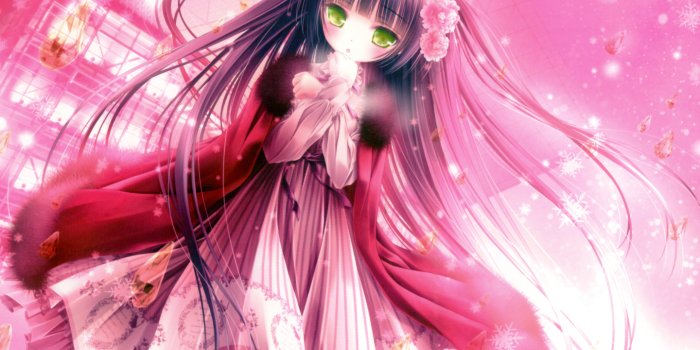 1440x1280 HD desktop wallpaper: Anime, Cute, Original, Black Hair, Long Hair, Cat Girl  download free picture #1254312